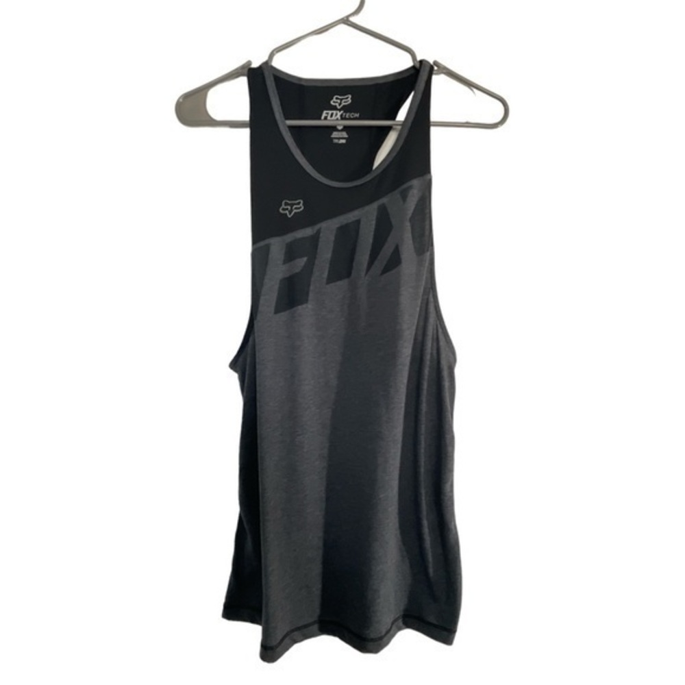 Fox Tech Gray Black Racerback Tank Top Size XS EUC #6597
